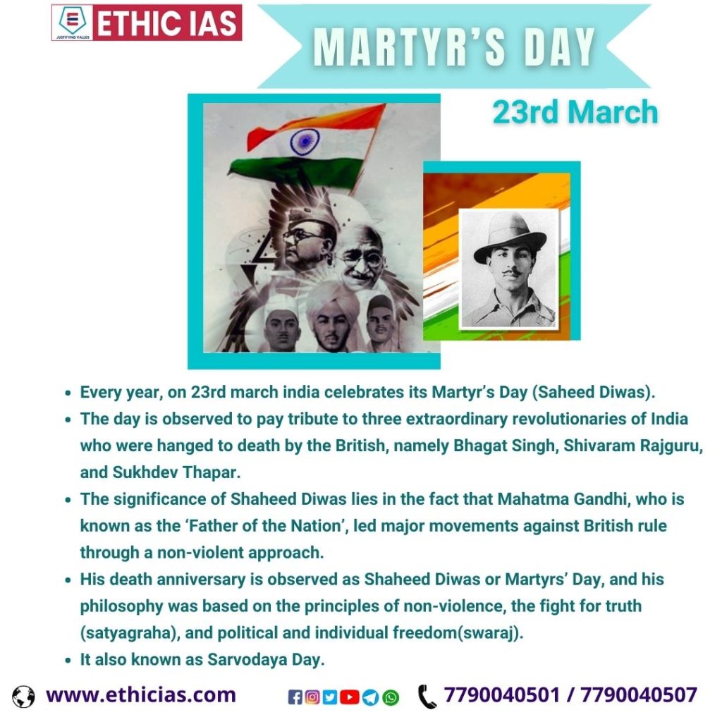 MARTYR’S DAYEvery year, on 23rd march india celebrates its Martyr’s Day (Saheed Diwas).
